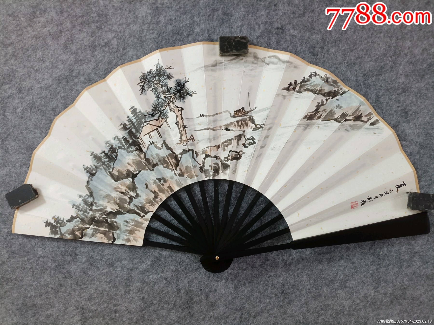手绘山水扇子画_山水国画原作_懿诚美斋【7788收藏__收藏热线】
