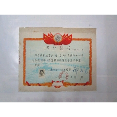 毕业证书：1960年南京市第二十四中学初中毕业证书