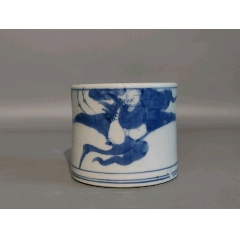 清代青花人物筆筒_雷雷的店
