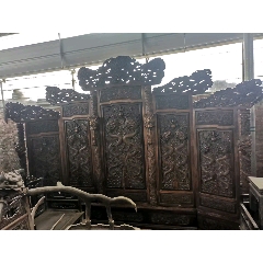 老黄花梨家具古董老木器清代海黄插屏风多宝阁博古架明清老家具