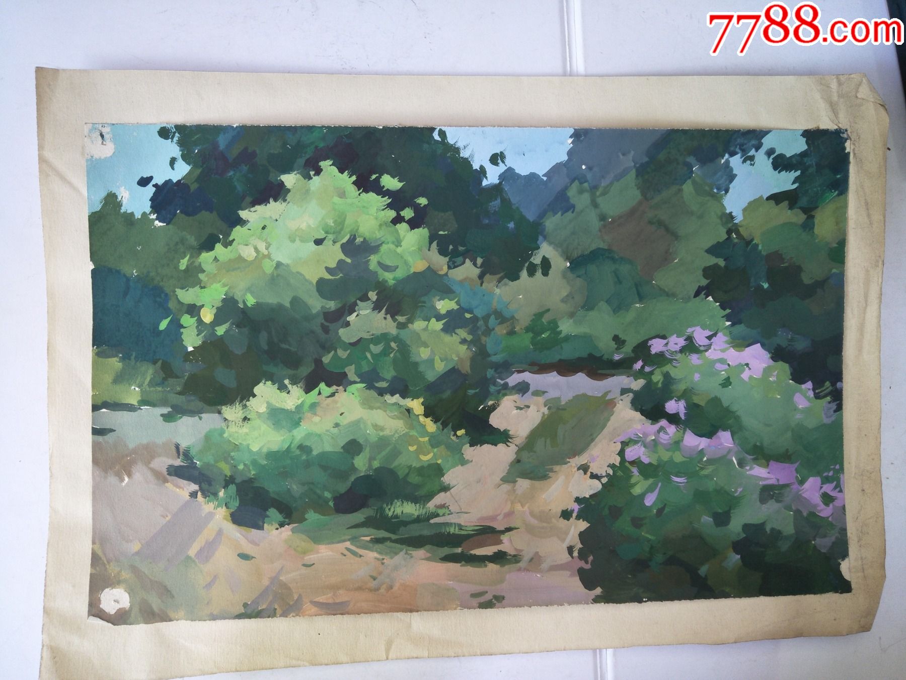 知青纯手绘水彩画花丛旁原稿 价格30元 Se92060963 水粉水彩原画 零售 7788收藏收藏热线 5886