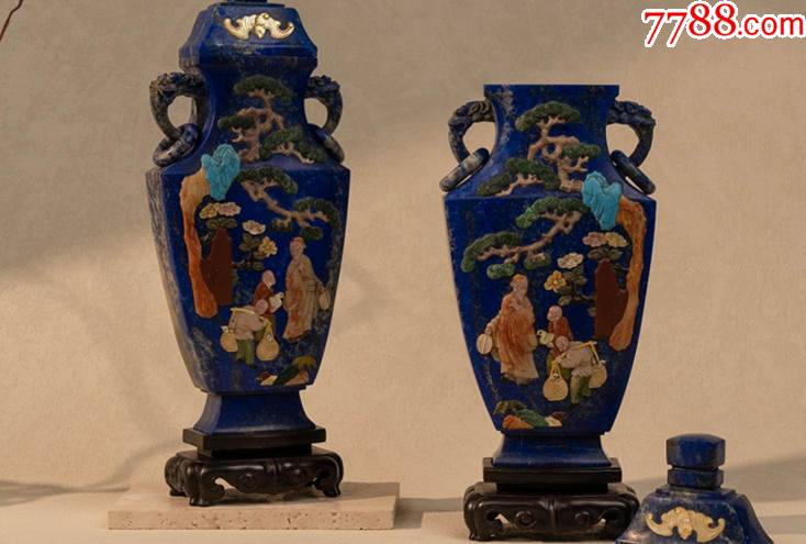 清，青金石活環(huán)耳賞瓶及原配紫檀木底座高25.1寬11.1厚4.9帶底座高28.7_價(jià)格189999元【雅亭軒】_第3張_7788收藏__收藏?zé)峋€