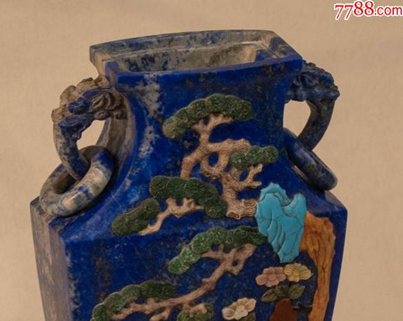 清，青金石活環(huán)耳賞瓶及原配紫檀木底座高25.1寬11.1厚4.9帶底座高28.7_價(jià)格189999元【雅亭軒】_第6張_7788收藏__收藏?zé)峋€