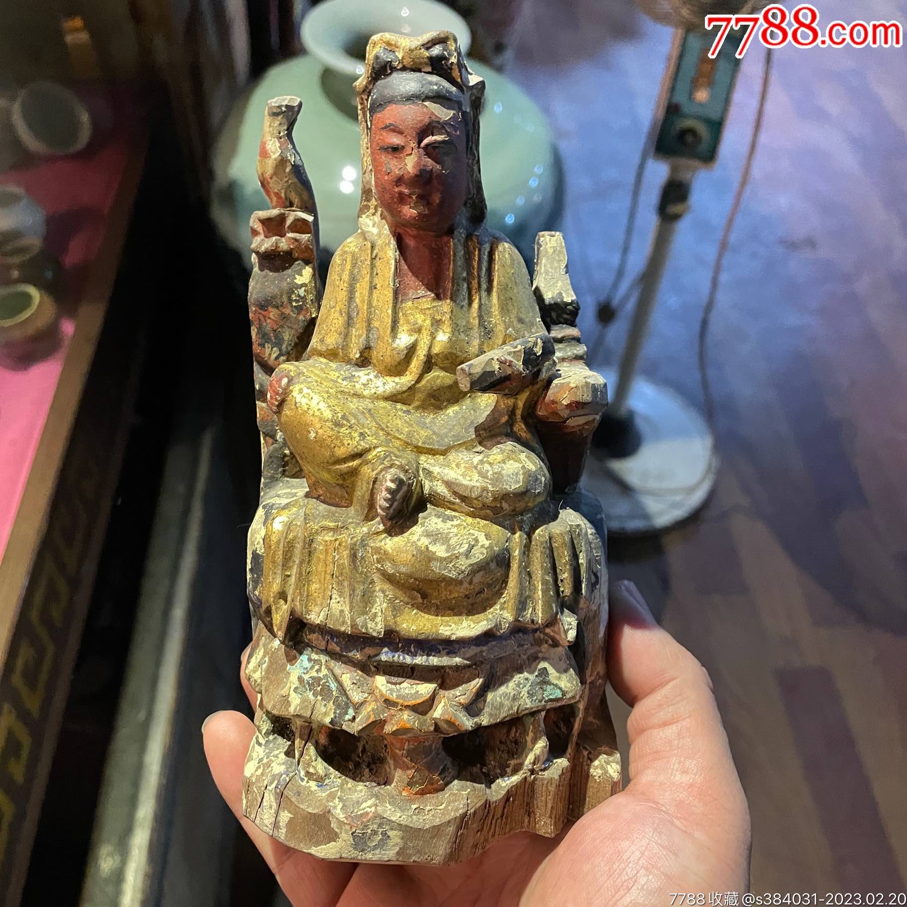 晚清民国福建工自在观音-木佛像/人像-7788田村卡收藏