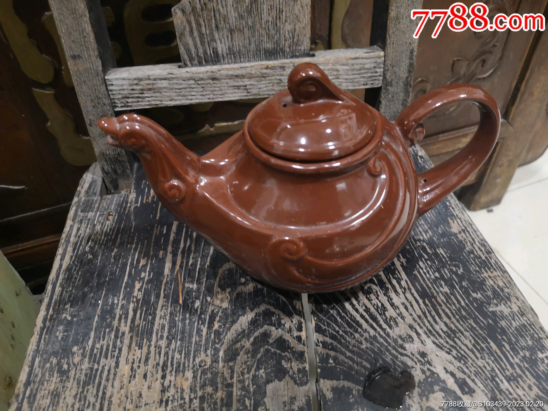 茶壶-酱釉瓷/紫金釉-7788挂钟收藏