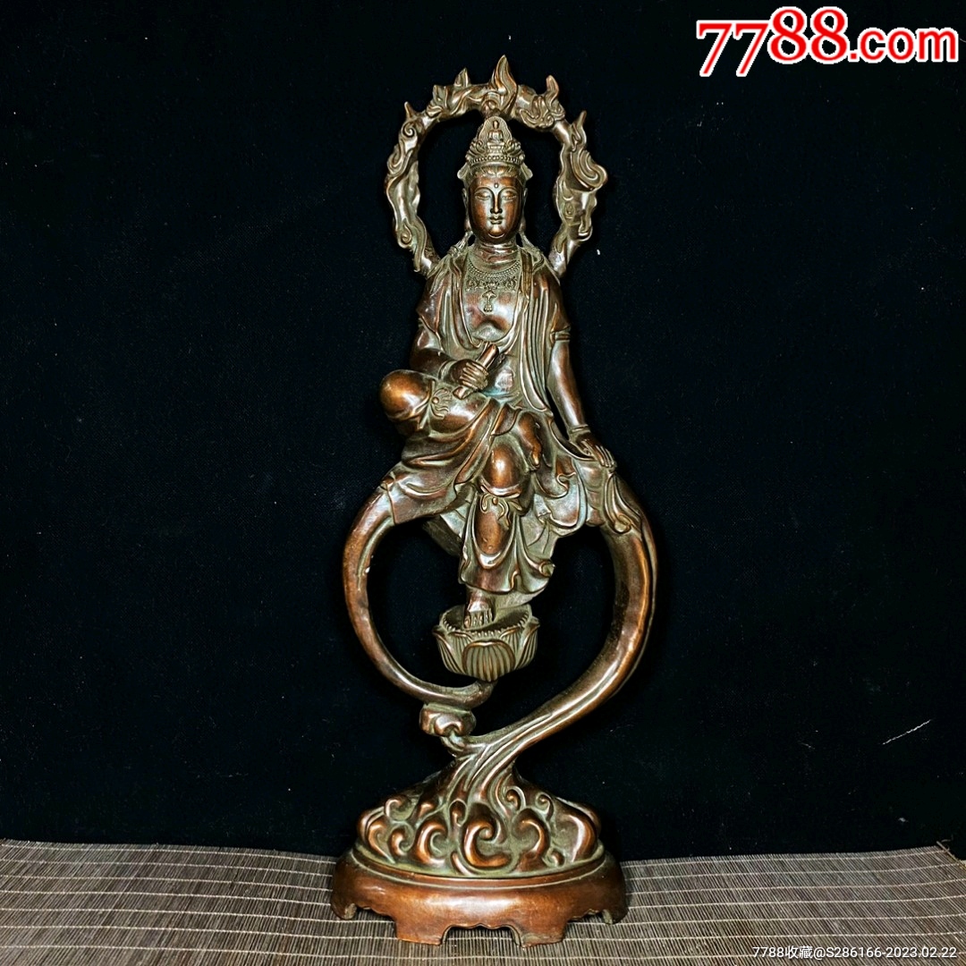 铜莲花持经自在观音,不议价_铜像/铜佛像_收藏行情_回收价格_7788小型
