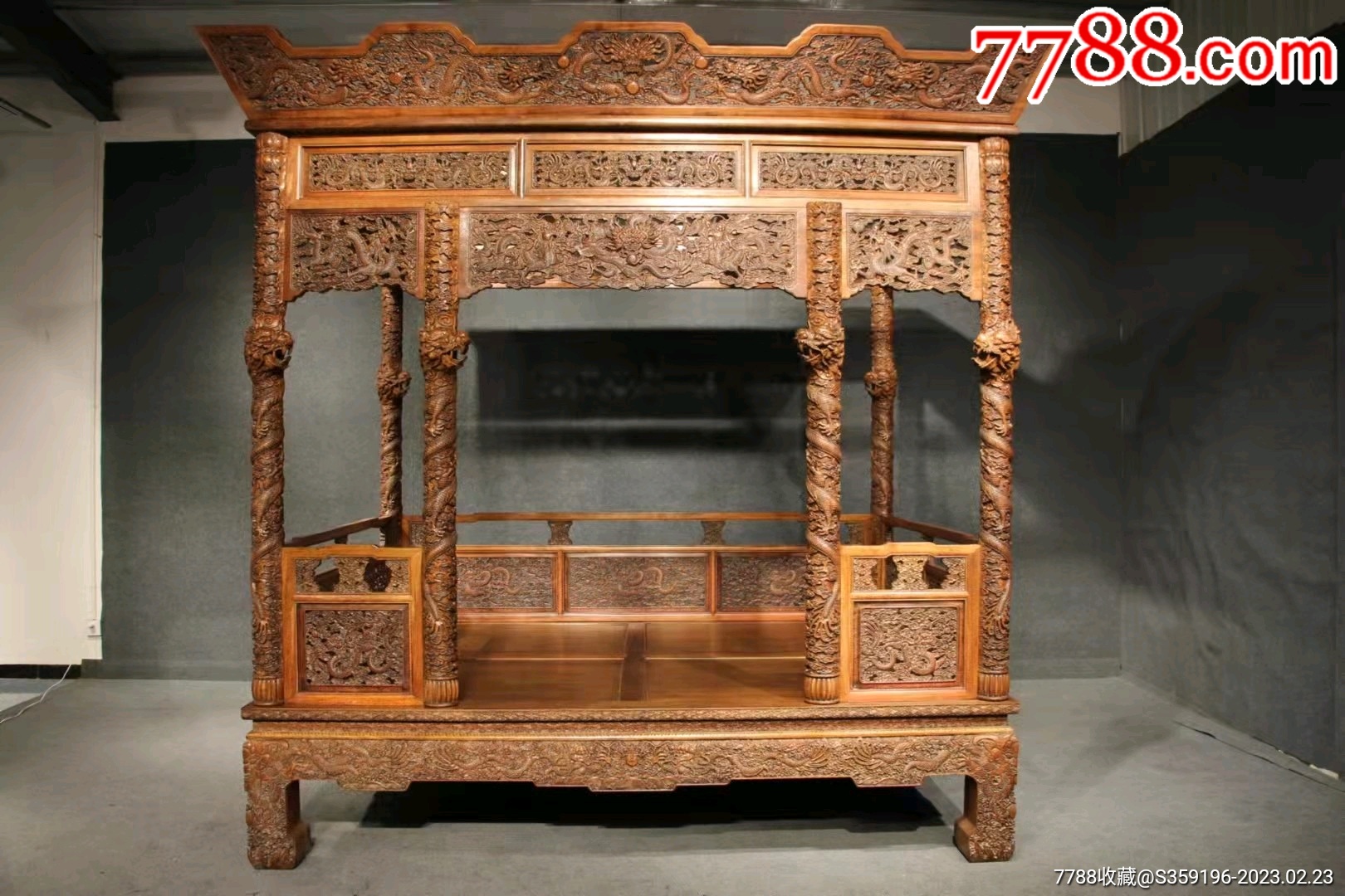 典藏老海黄木器【龙床】古董老旧货明清家具古玩精品收藏_木床/木榻_古董家具店【7788收藏】