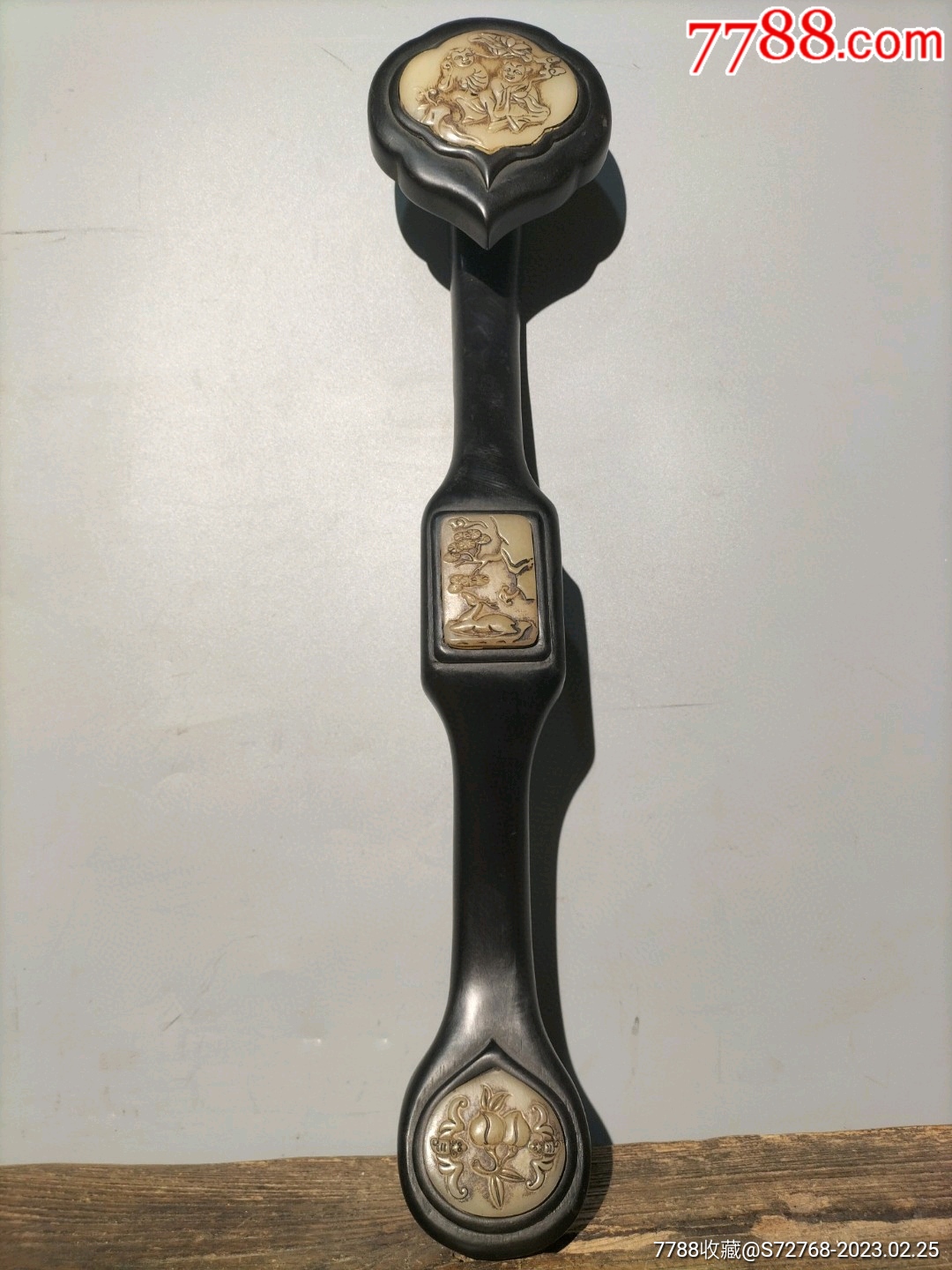 早期收藏紫檀木镶嵌老玉【和合二仙】福禄寿如意大摆件适用于客厅会所办公室-价格:688元-se92198285-木雕挂件-零售-7788收藏__收藏热线