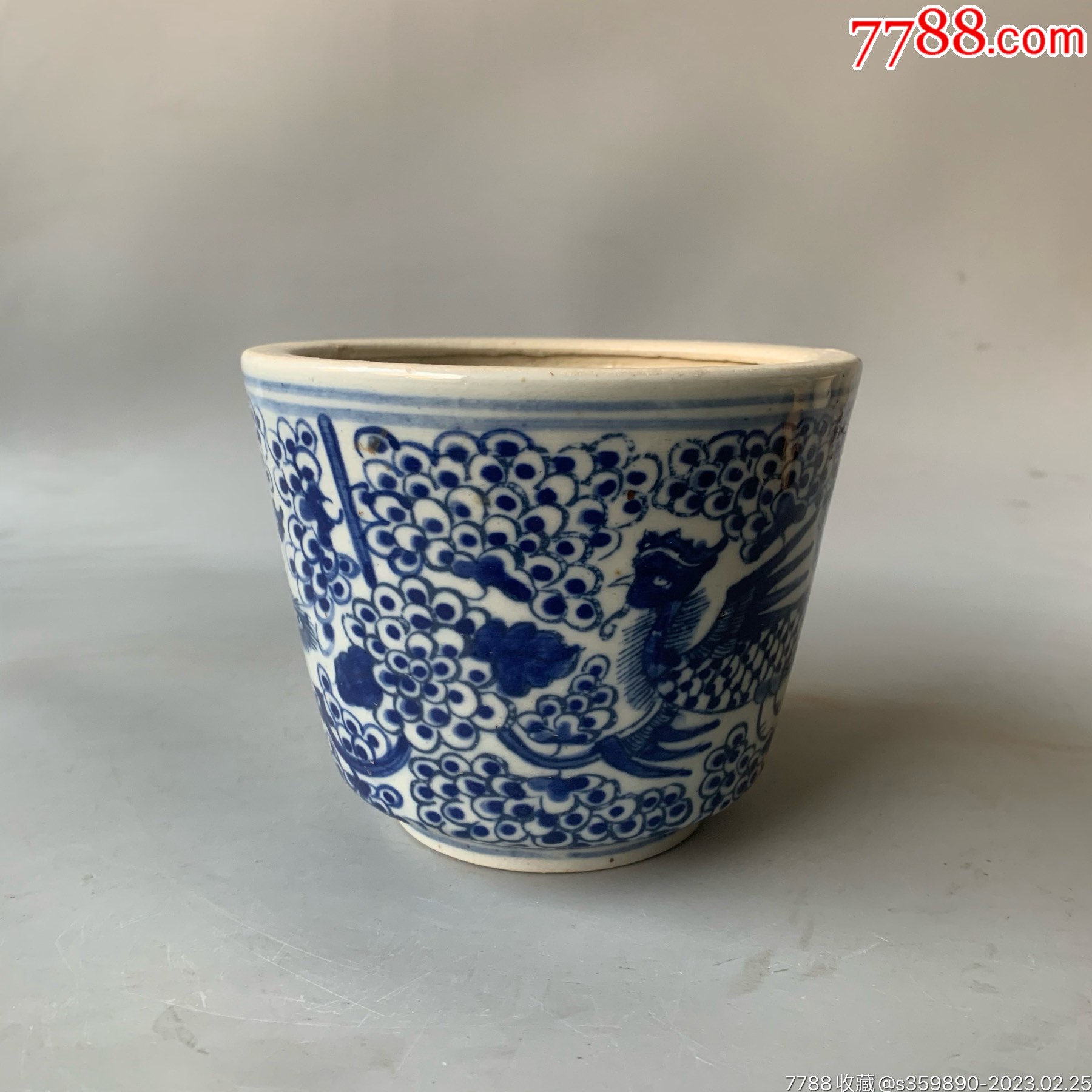 清代青花凤凰罐古董古玩收藏瓷器文玩家居中式摆件书房博古架_青花瓷_满