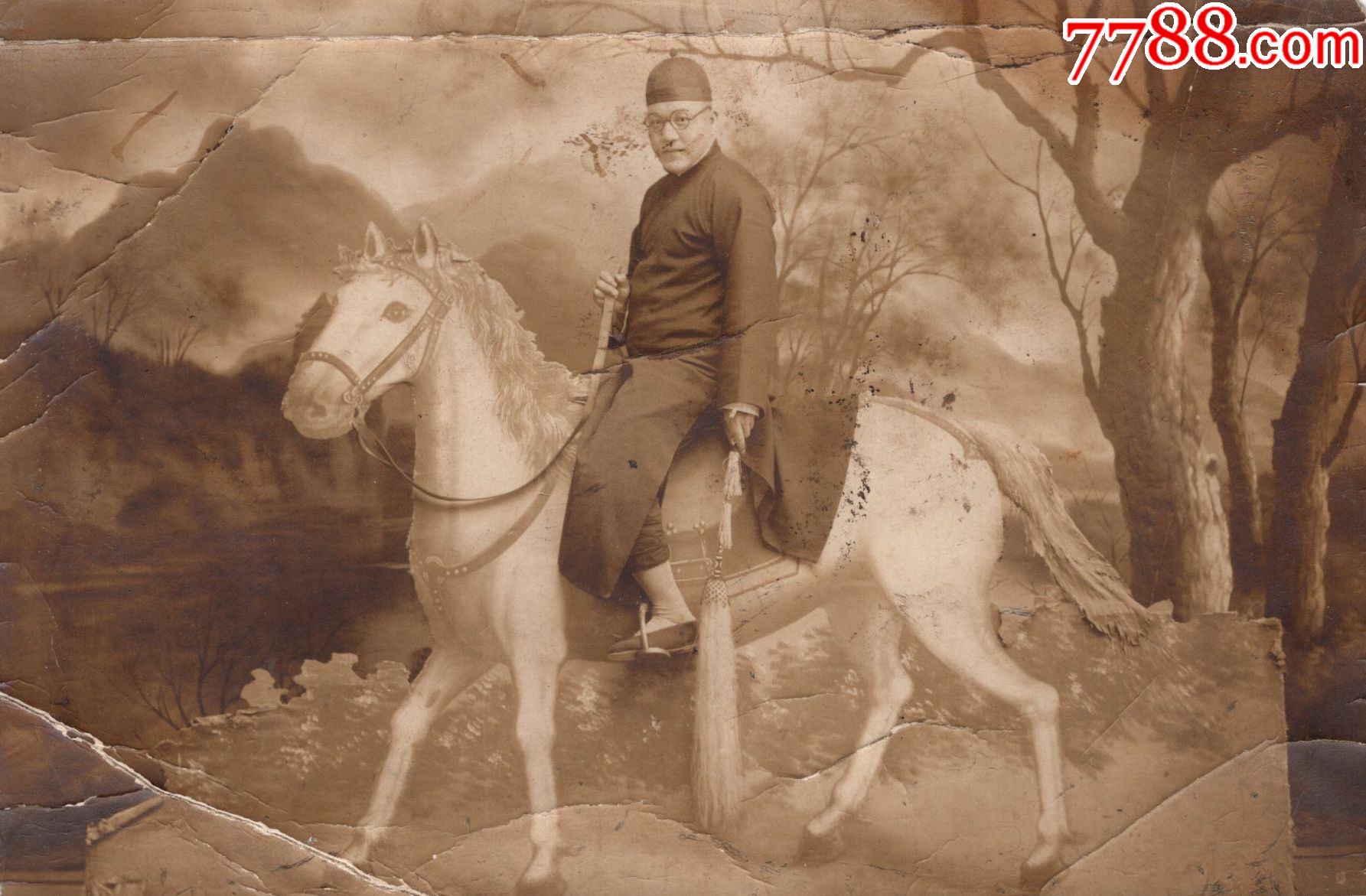 民国“旅蒙晋商骑白马”PS照片！15.5*10.5厘米！_老照片_八桂纸品【7788收藏__收藏热线】