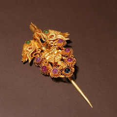 回流银鎏金镶宝石凤纹发簪