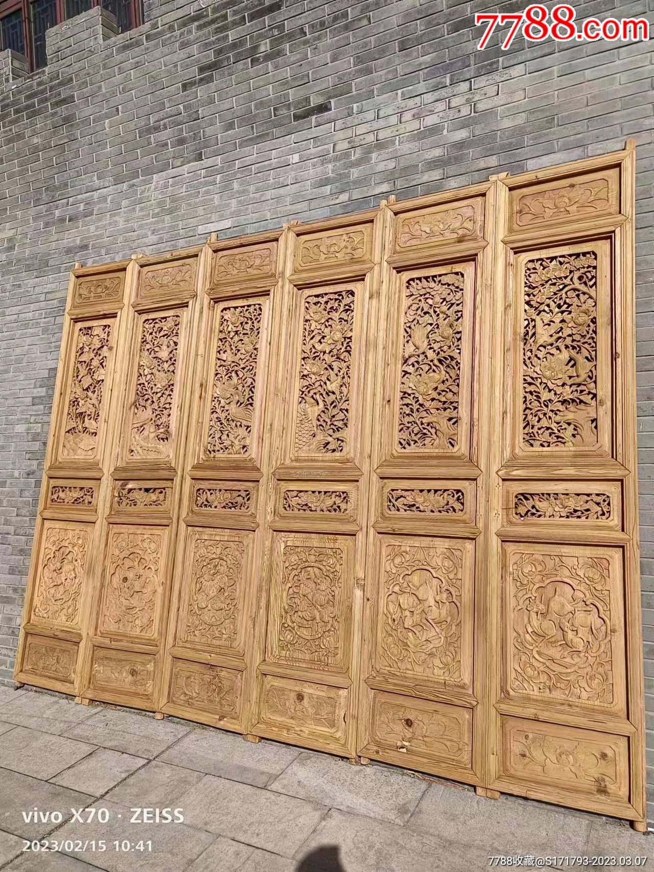 民国,原木色,老衫木隔扇六片一套,纯手工雕刻,已清洗干净,_木门窗_图片欣赏_收藏价格_7788连环画