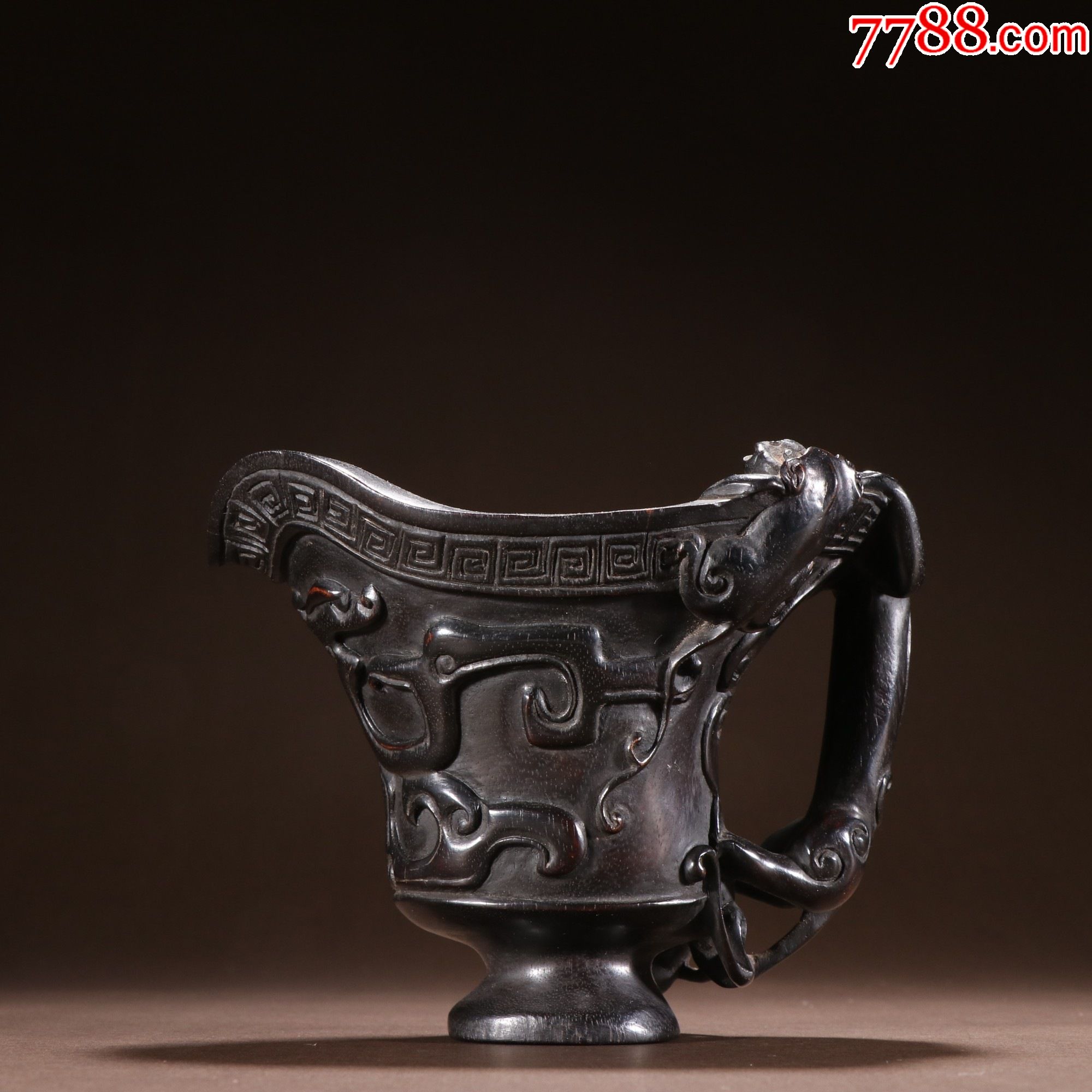 清代紫檀螭虎纹杯-价格:6800元-se92456366-木雕摆件-零售-7788年历卡