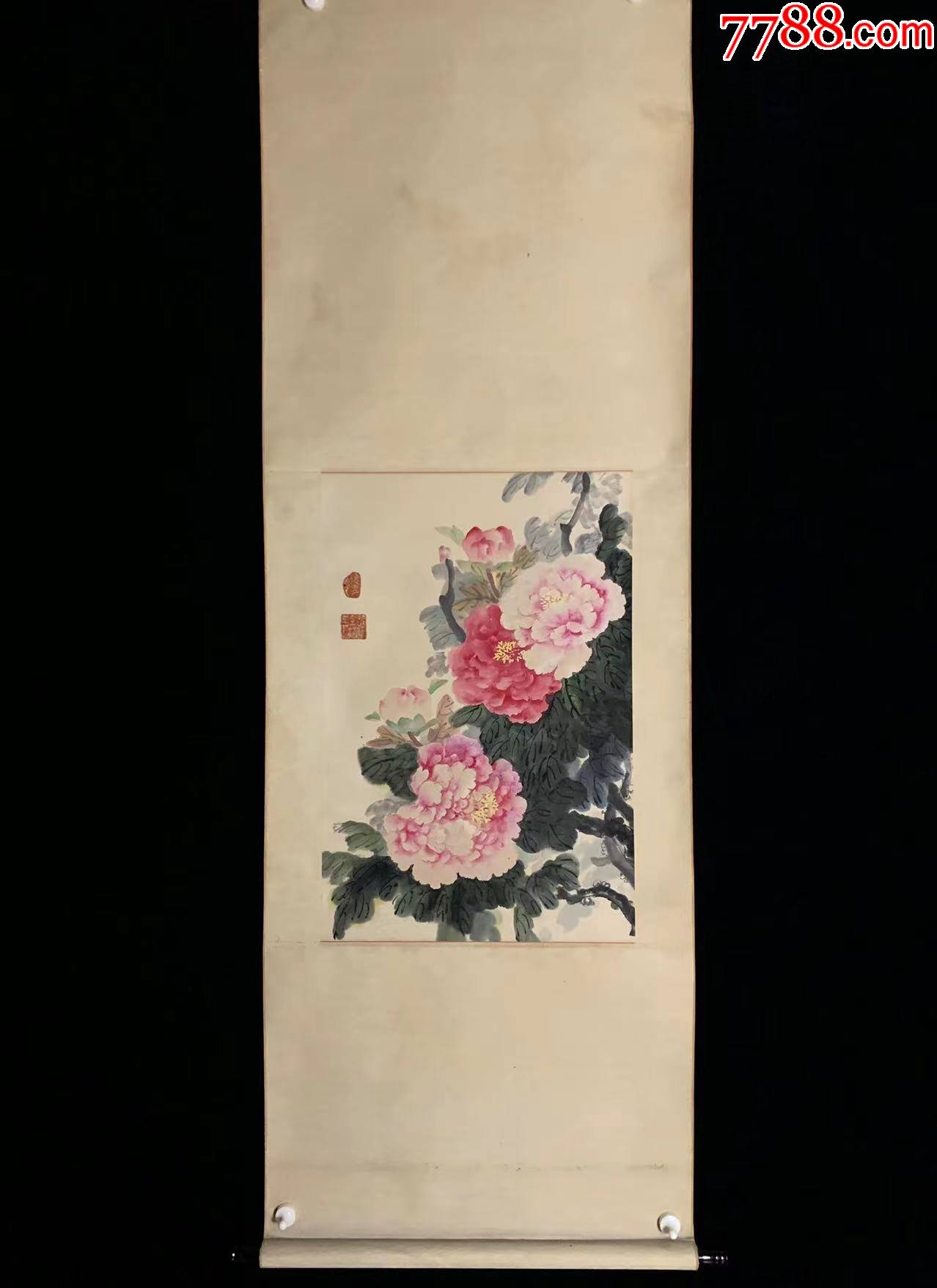 日本回流老字画《牡丹争艳》6920书画挂轴字画手绘真迹_花鸟国画原作_山东文玩【7788收藏__收藏热线】