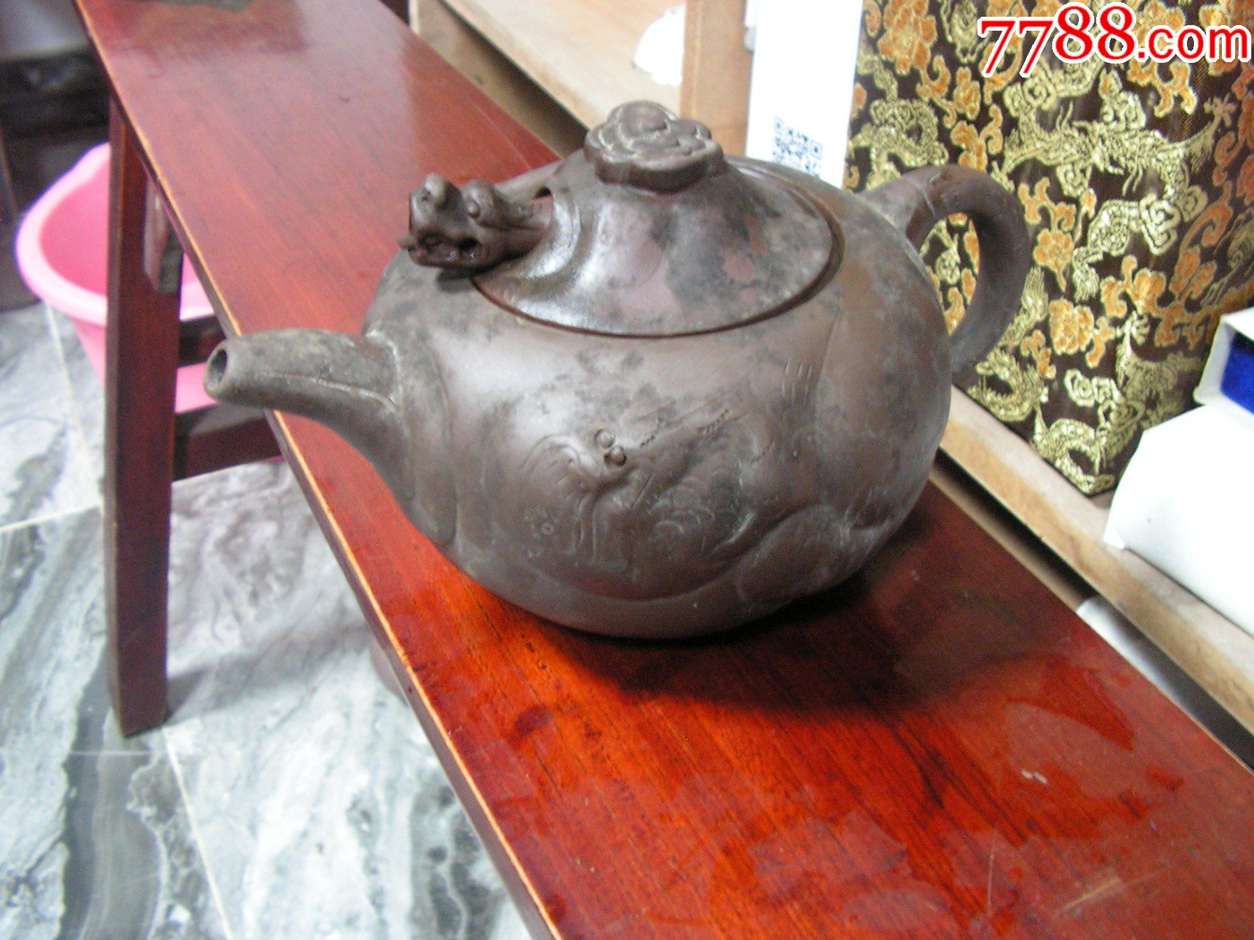 清朝時代 辰砂花瓶 壺 鑑定印 古玩 陶瓷古董原始1850-1899 年日本花瓶