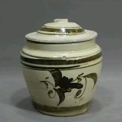 磁州窯白地黑花罐_雷雷的店