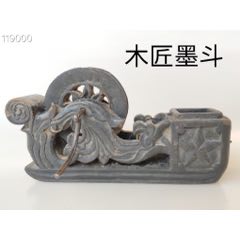 中国古美術　唐木墨置 清代镂空雕刻楠木老墨斗。全品完整正常使用，物品实拍如图！-墨斗/木工