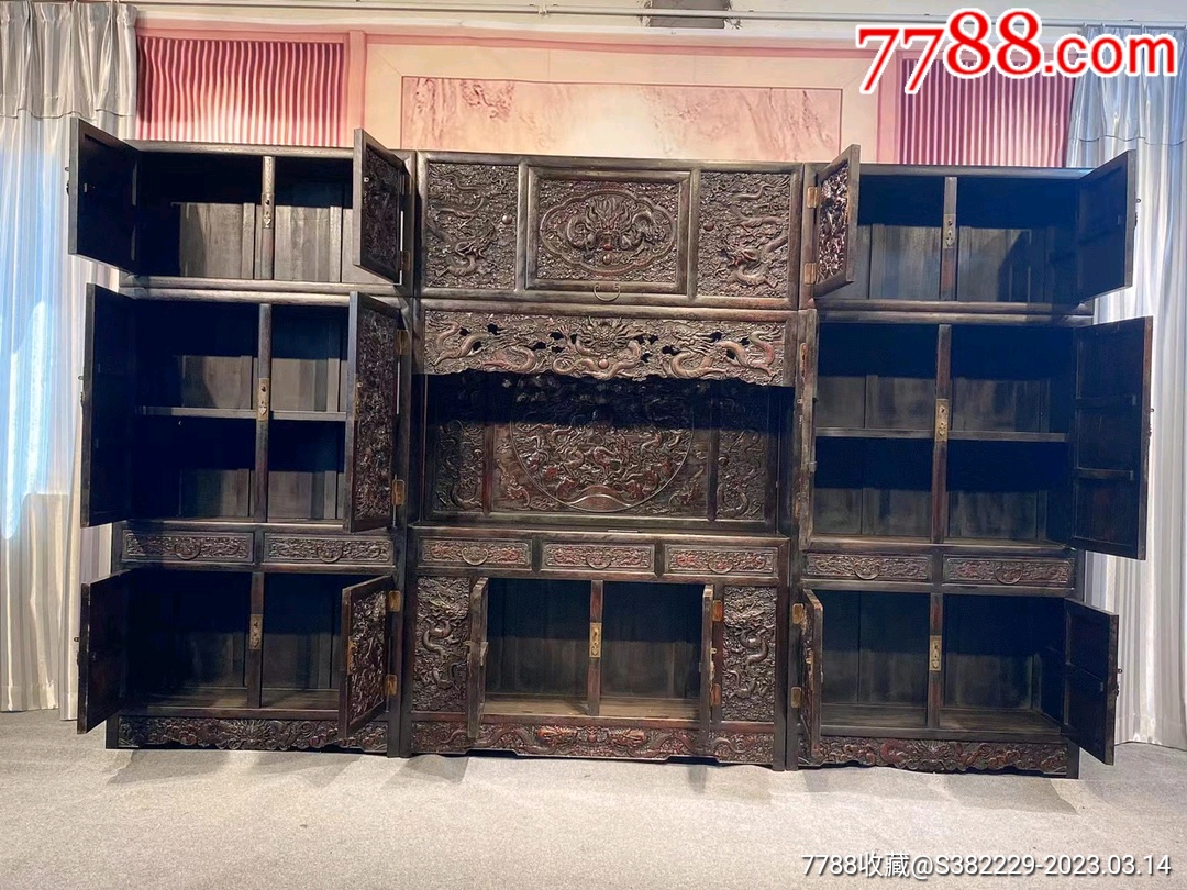血檀满工雕龙,组合柜,长366高230厚度45_木艺家具_飞常喜欢你【7788收藏__收藏热线】