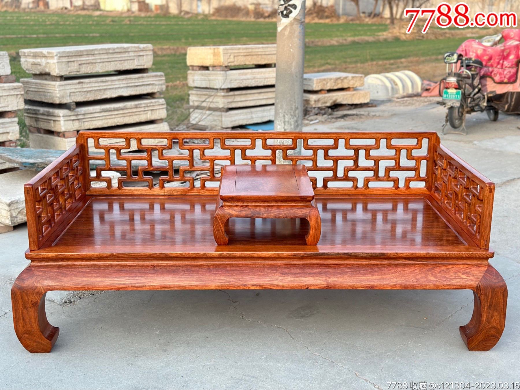 缅甸花梨木曲尺罗汉床古典家具仿古家具-价格:16800元-se92629420-木床/木榻-零售-7788收藏__收藏热线
