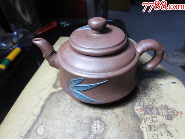 12号吴惠琴全手工竹叶紫砂壶16/9.5cm.