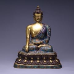 銅鎏金景泰藍釋迦牟尼佛坐像-￥20,000 元_銅像/銅佛像_7788網