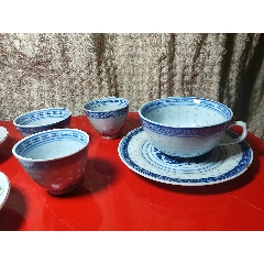 老物件景德镇老厂货青花梧桐阁一品锅盖子全品直径215高度5公分有要配
