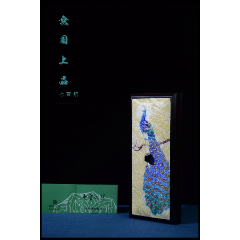 日本古董收藏品精美稻叶七宝烧文禽孔雀文具笔盒色泽明快高级礼品_其他