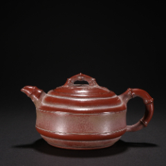 吴云根款老紫砂竹纹茶壶_紫砂壶_图片价格_收藏鉴定_7788钱币网