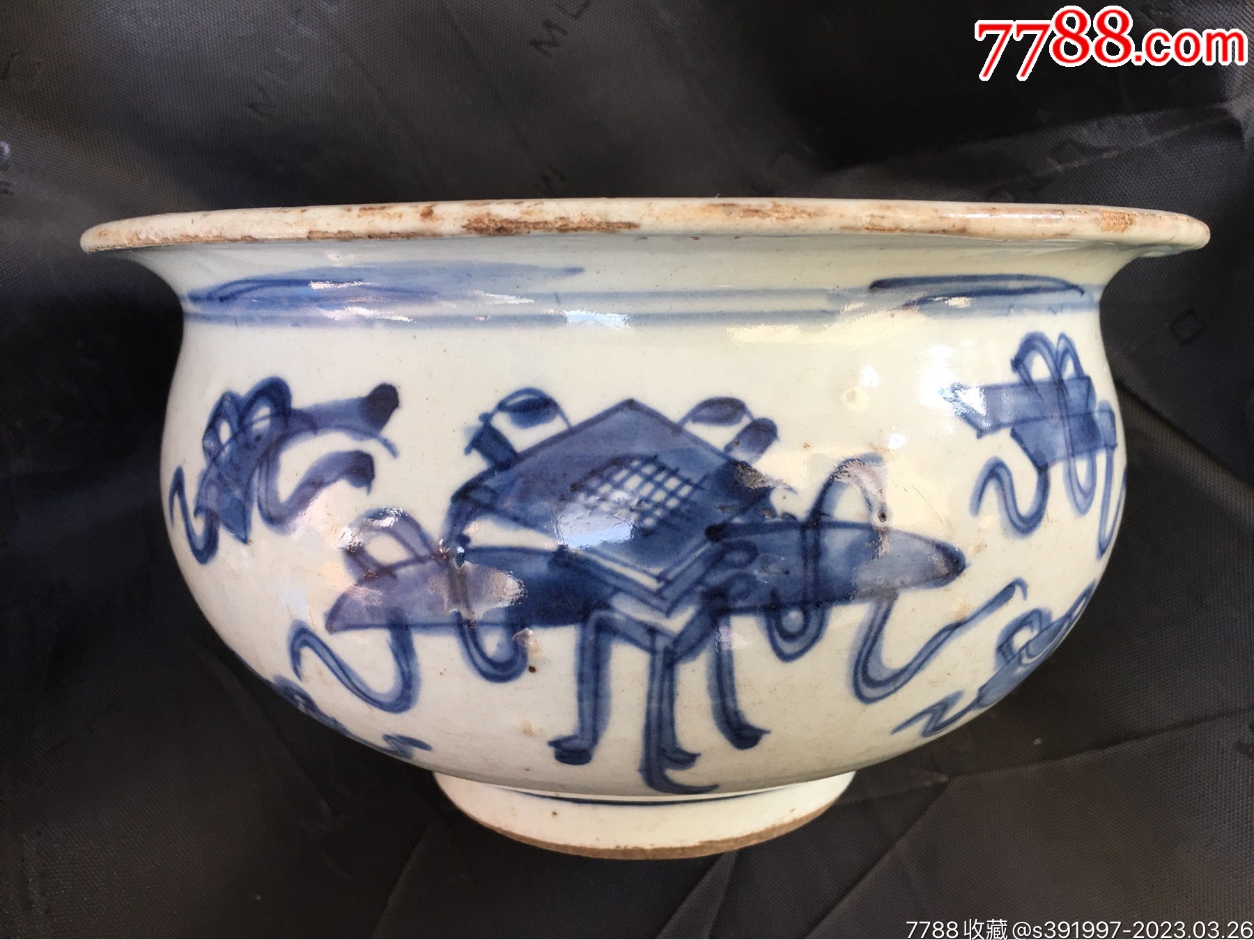 清康熙青花博古纹香炉-价格:2480元-se92889476-青花瓷-零售-7788收藏__收藏热线
