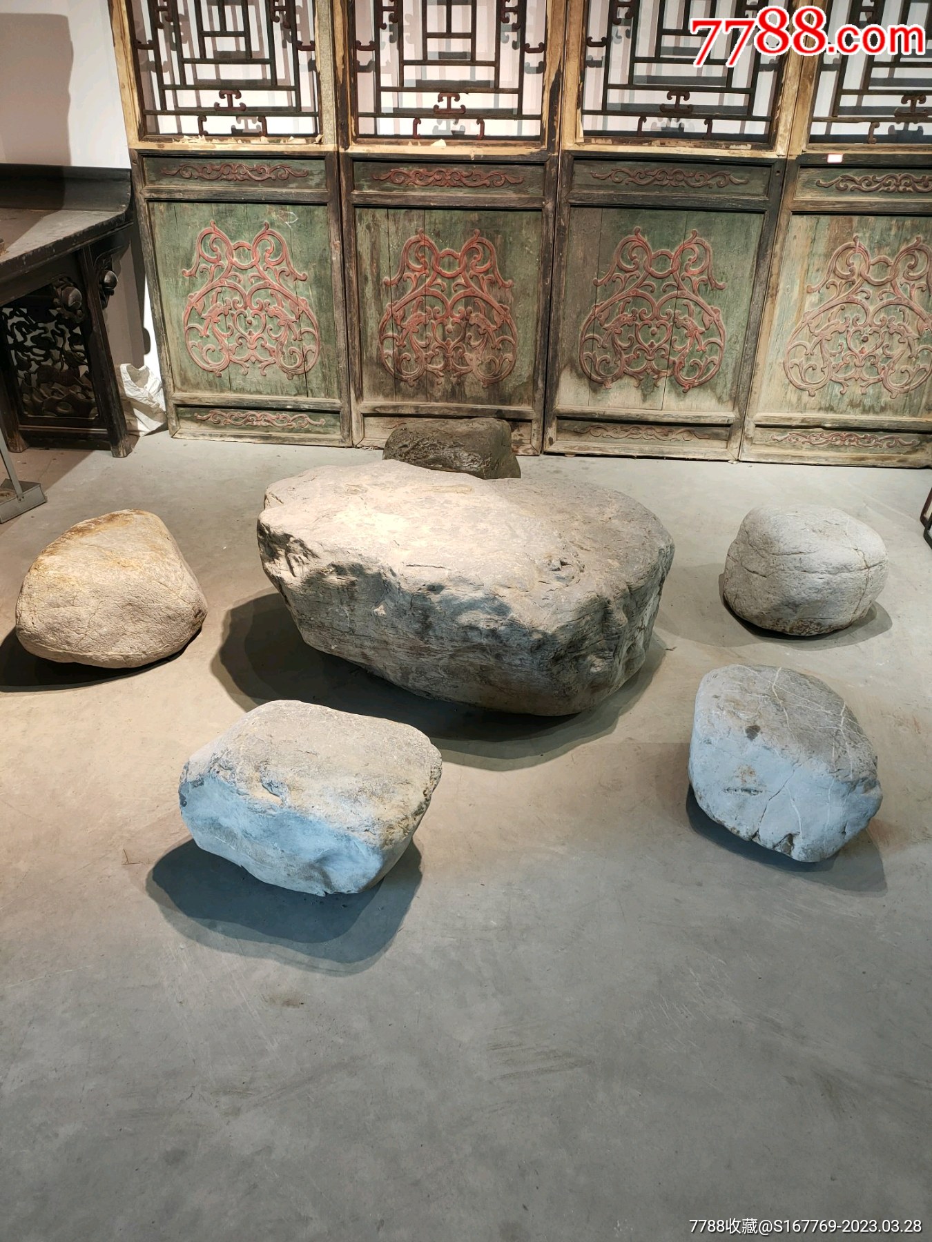 宋风，禅韵，随型石桌。桌长115，最大宽度83，高50。青石，包浆浑厚，皮克老辣-石桌/石凳-7788收藏
