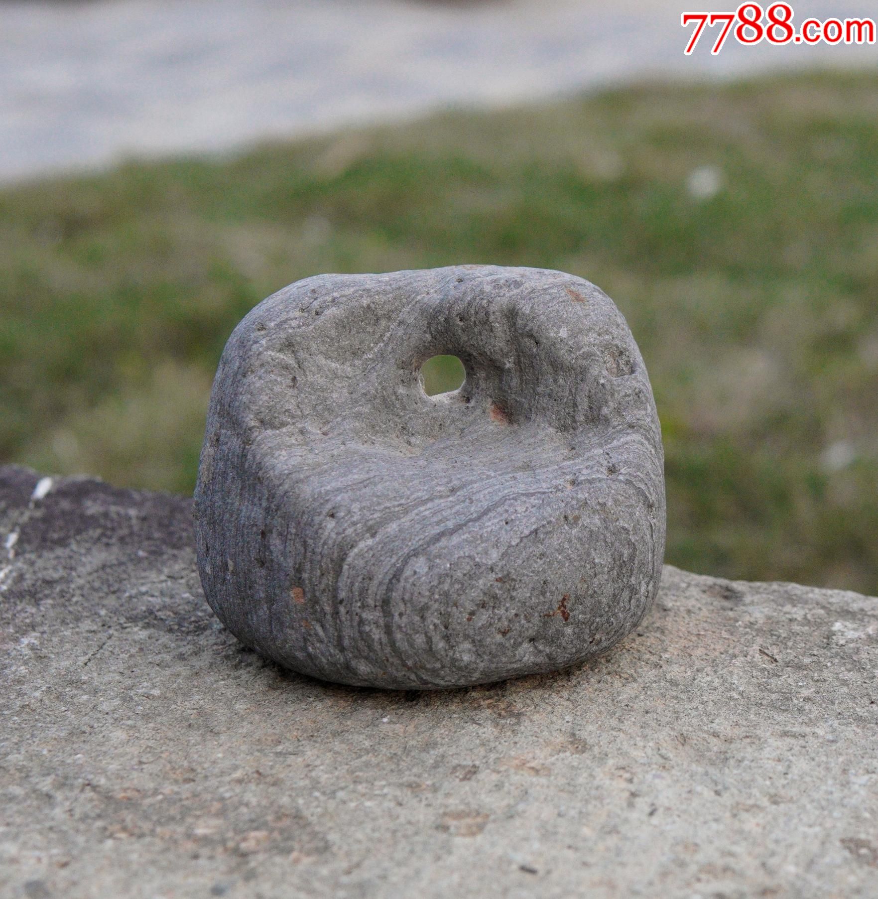 老石权黟县青石清代老石雕大权在握文房案头摆件镇纸-价格:680元-se9