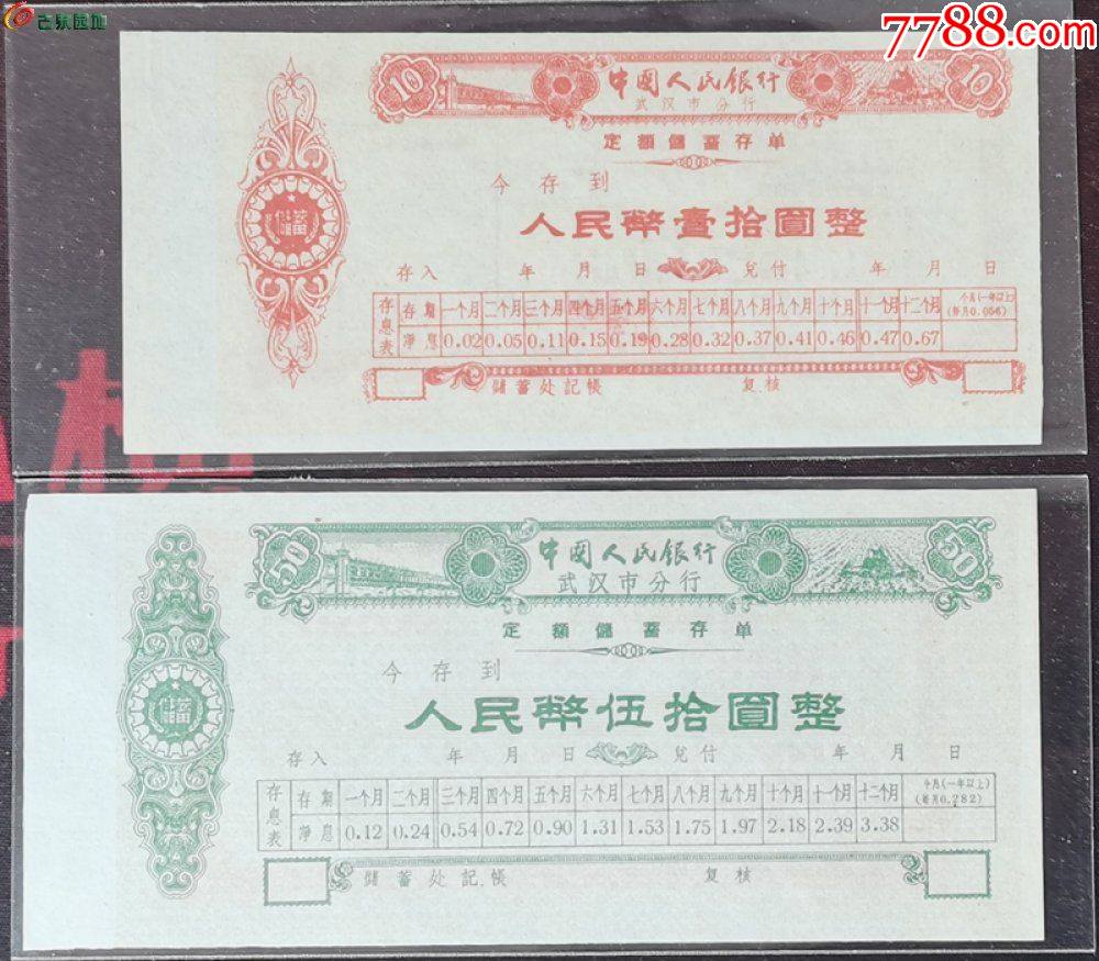中国人民银行武汉分行存单2张