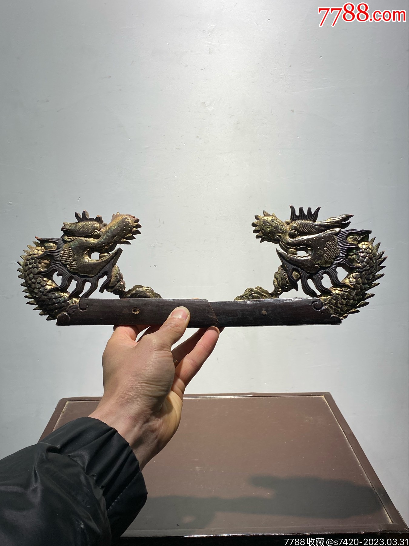 特价,清代精工东阳木雕,双龙画托_木雕花板_图片赏析_收藏价值_7788碑贴收藏