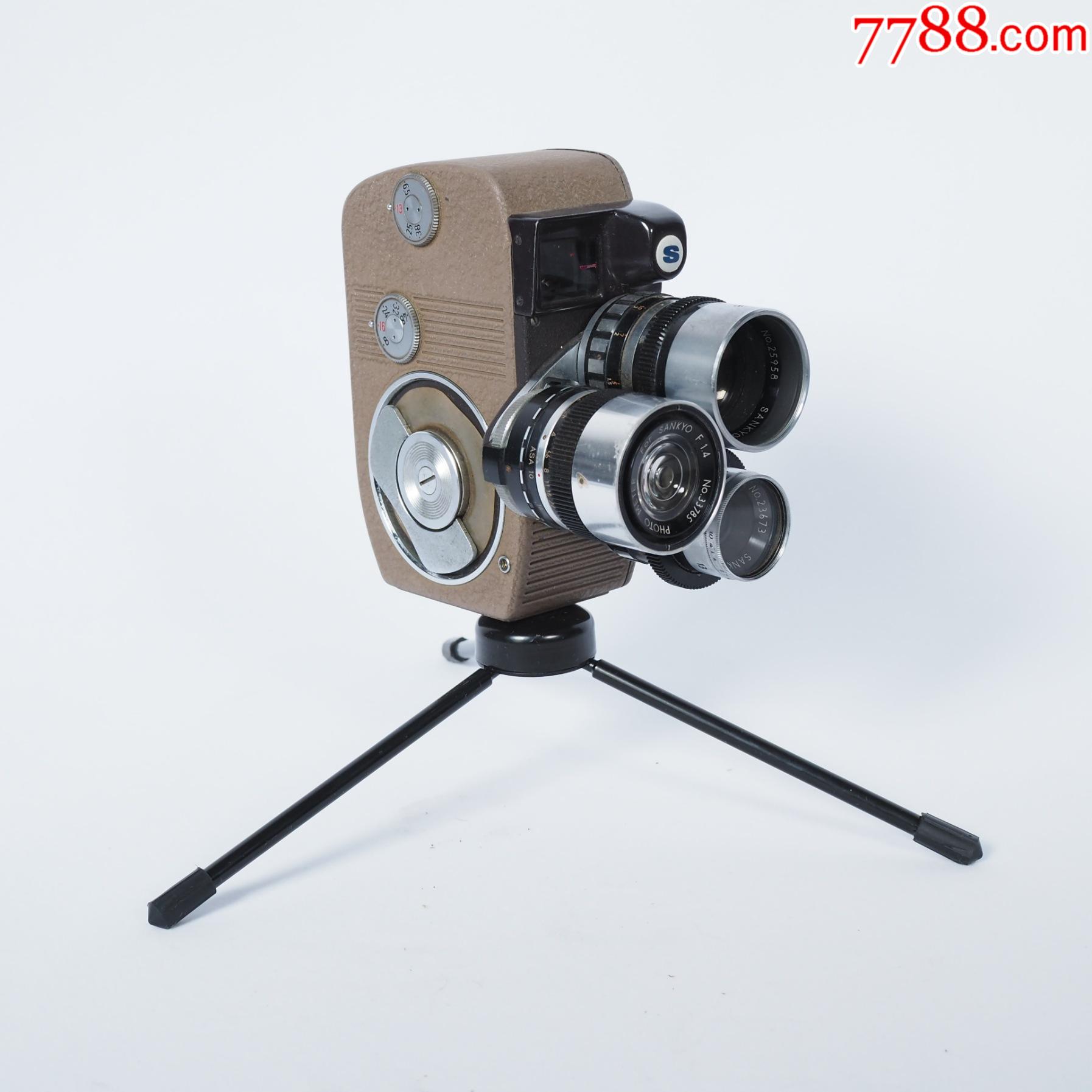 古董怀旧日本三协sankyo8mm8毫米电影胶片摄影机3镜头摄像机摆件