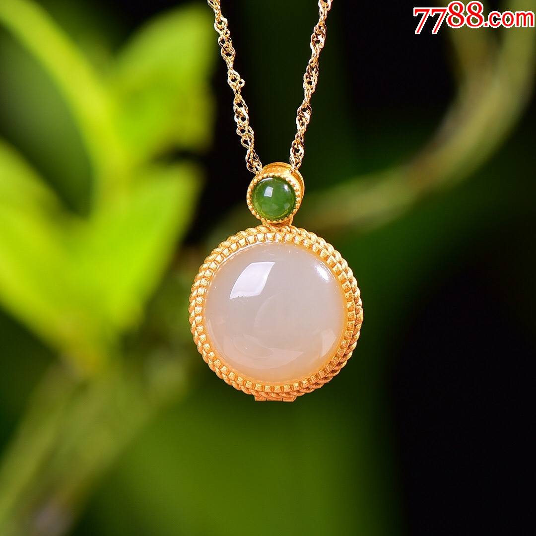 古法银镶和田玉圆蛋面香薰吊坠【规格】14×14【编号】26503-6#-价格:188元-se93140666-其他玉石/玉器-零售-7788 ...