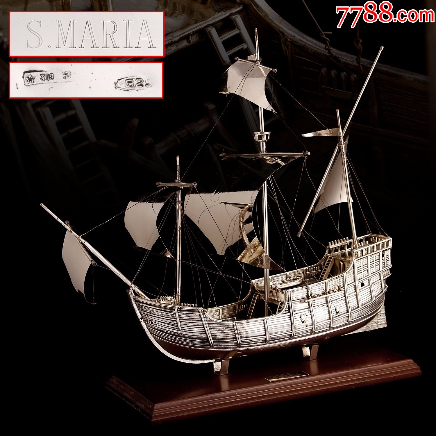 哥伦布首航美洲旗舰圣玛利亚号纯银模型_船/航海模型_图片鉴赏_收藏