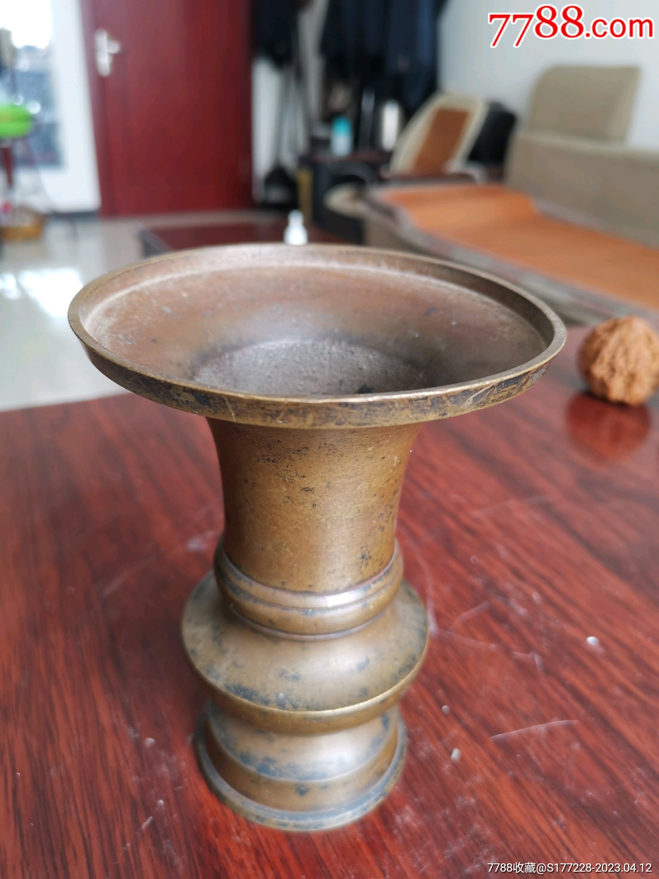 清末京字款老铜花箍花瓶-价格:230元-se93240386-铜壶/铜瓶-零售-7788