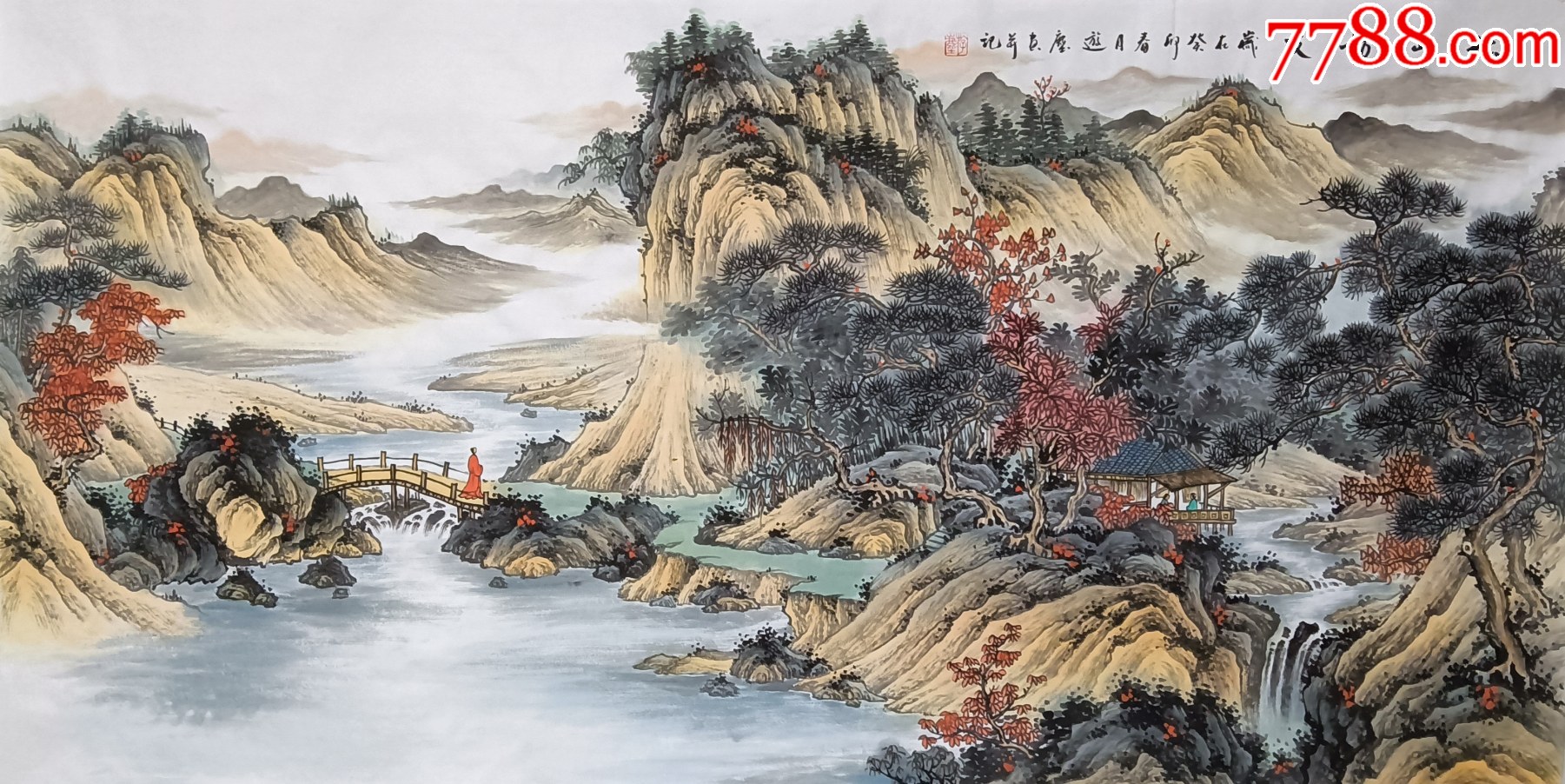 【亦风斋签约画家】潜力股画家游尘(王成政)作品:松山访友_山水国画原作_亦风斋书画【7788收藏__收藏热线】