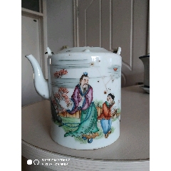 清代民国古瓷器老茶壶名家竹里馆社山水人物美女老茶壶茶具，画工精美瓷质好，壶嘴磕碰