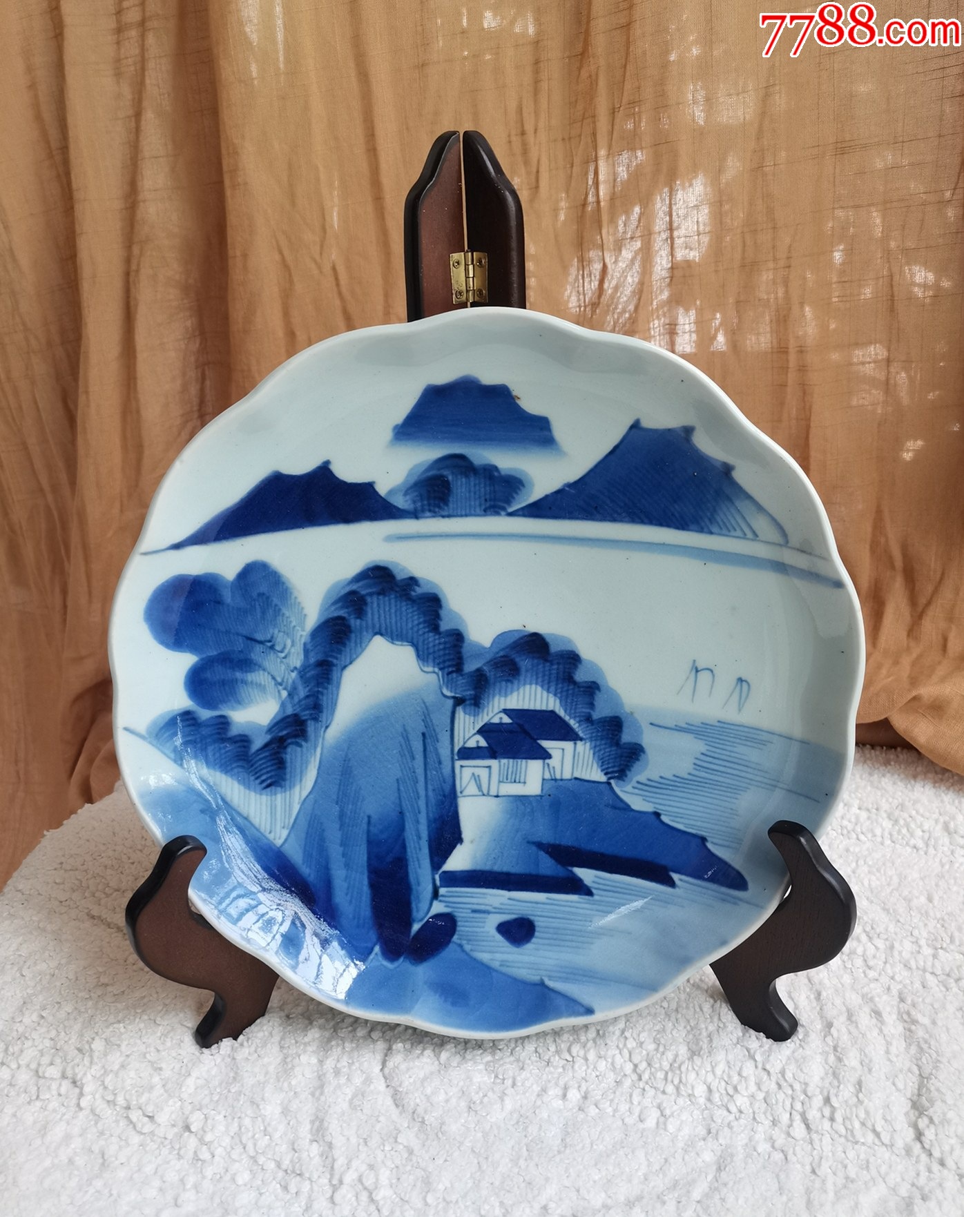 支钉柴烧中古葵口老青花大赏盘_青花瓷_图片赏析_收藏价值_7788画报