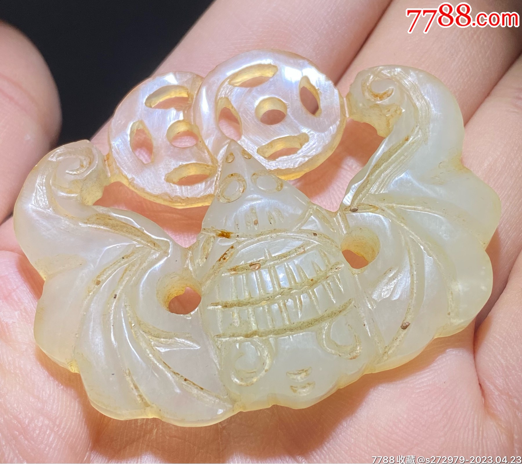 清代民国岫玉佩，-岫岩玉-7788旧书网