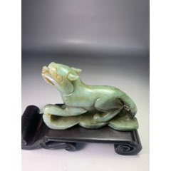 白玉 和田青白玉 独角瑞兽 清代 旧藏明清和田青玉瑞兽_和田玉_听雨轩古玉【7788红宝书】