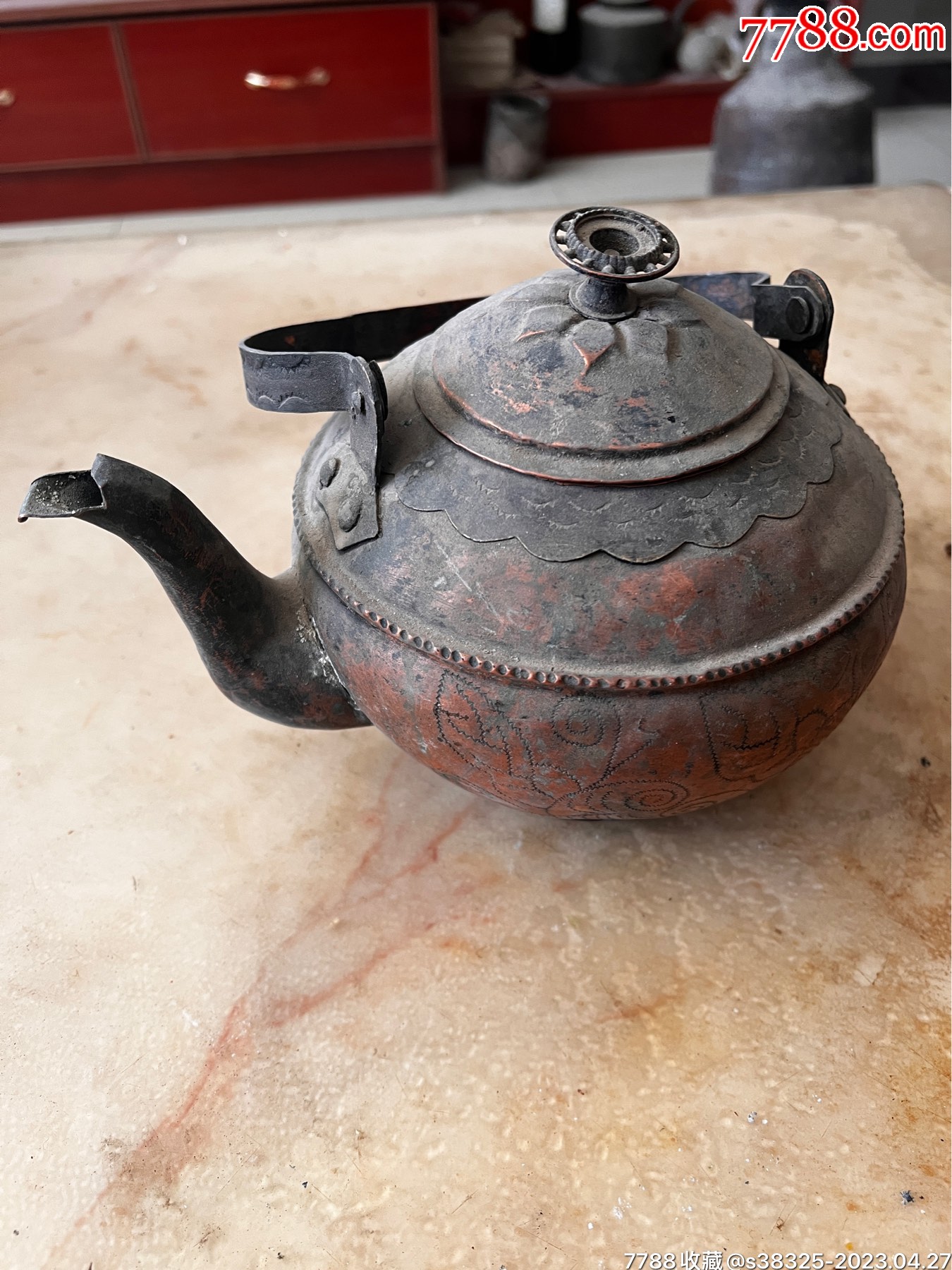 仿古铜器纯铜壶摆件 百子祝寿水壶 茶壶装饰工艺礼品古玩收藏-阿里巴巴