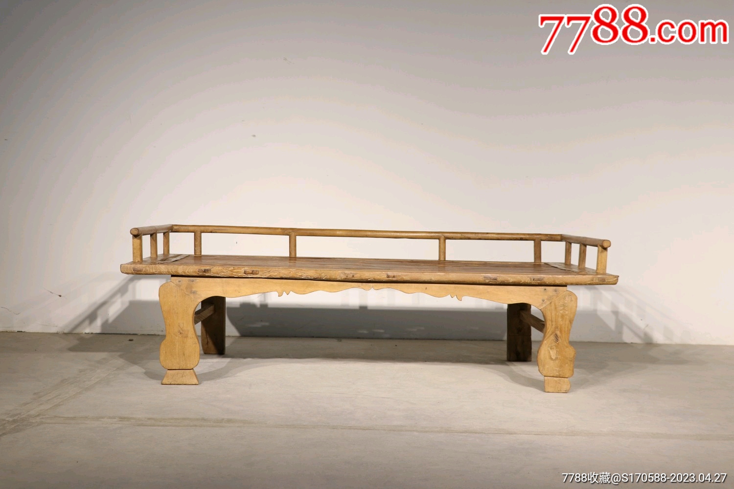 宋元风格，竹面——小禅床。长183，宽91，高58。榆木_木床/木榻_民俗老货老家具【7788收藏__收藏热线】