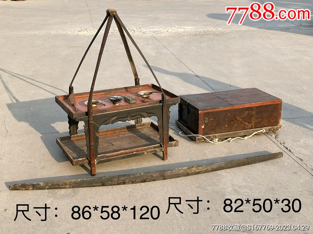 清代捏:面人用的担子一套,工具齐全,保存完整,箱子四面纯手工画工,是非物质文化遗_其他收藏品_图片收藏_回收价格_7788相机收藏