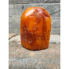 田黄原石印章尺寸大刻工精细油润年份足_寿山石_旧书收藏_回收价格_7788书籍