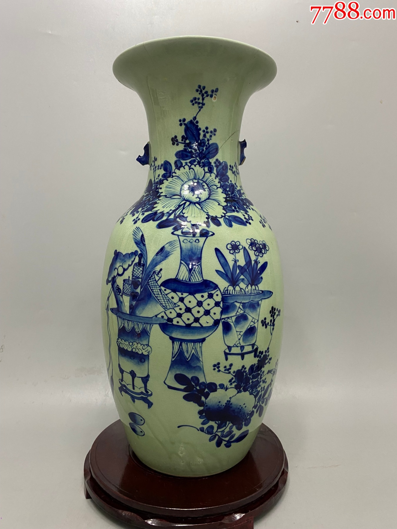 清代北方青花博古大瓶一只。画工精美包老包邮不议价。瑕疵如图_青花瓷_诚信通天下【7788收藏__收藏热线】