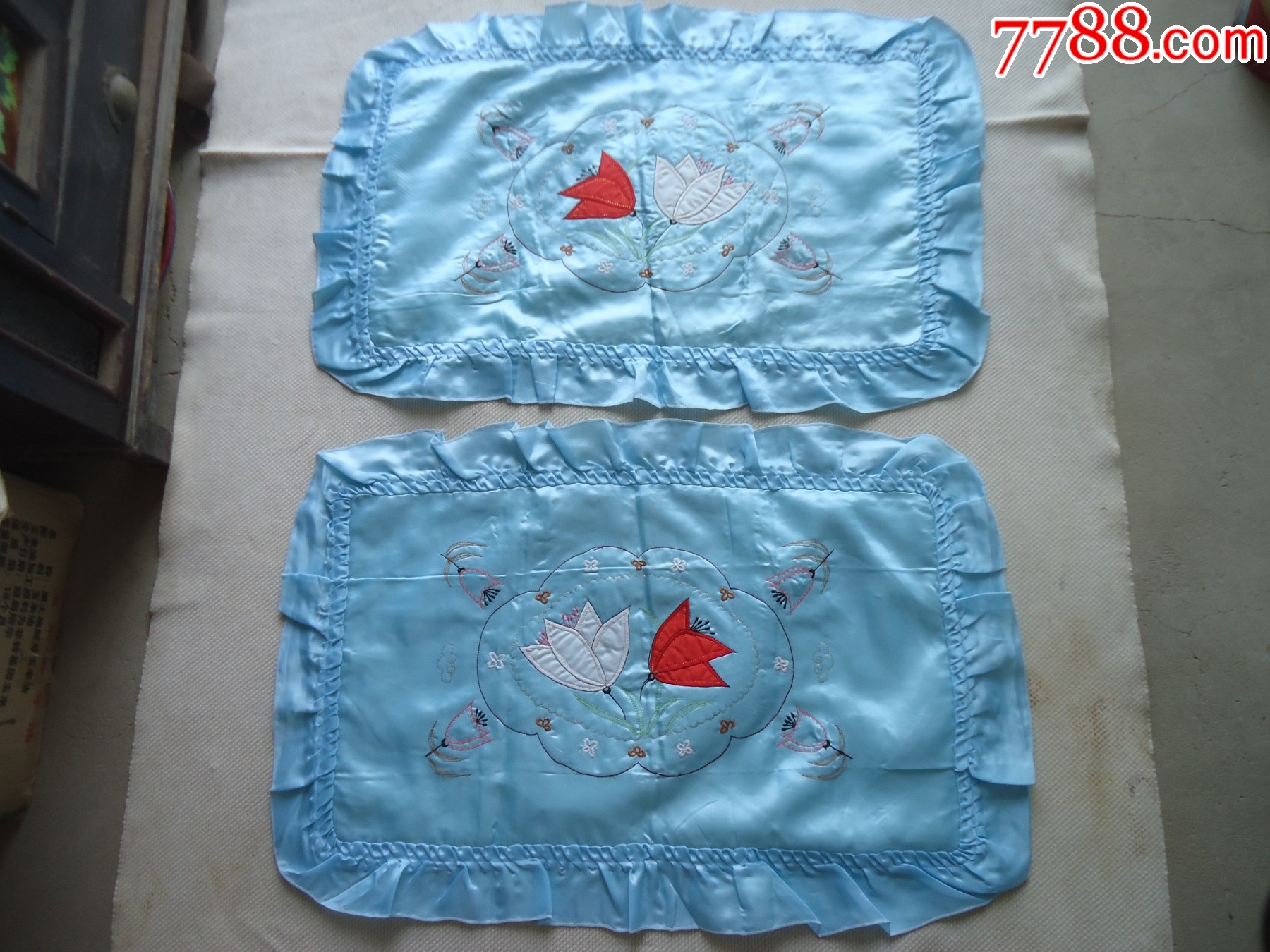 纱料刺绣枕套一对(全新未使用)_枕套/枕巾/枕顶_随意尊古斋【7788收藏__收藏热线】