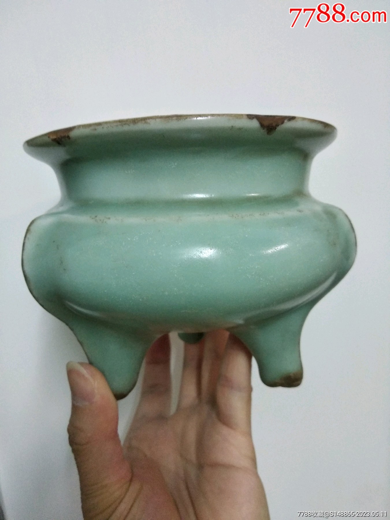 中国 釣窯 天青釉 三足爐 香炉 N R3047 - 美術品