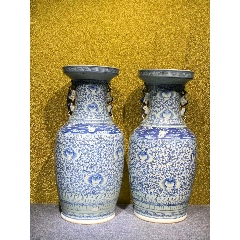大清光绪年制款青花加彩竹石芭蕉纹玉壶春瓶_青花瓷_图片欣赏_收藏价格_